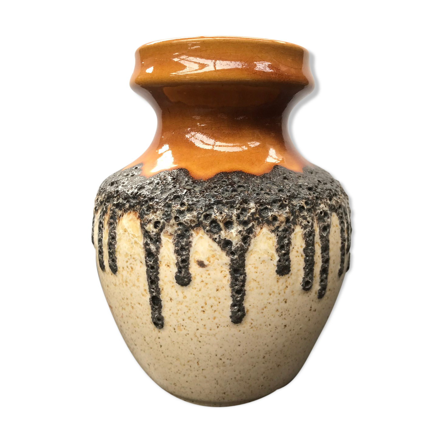 Former beige brown ceramic vase