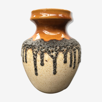 Ancien vase céramique beige marron