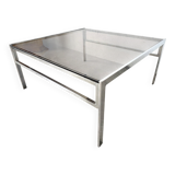Modernist chrome and smoked glass coffee table, circa 1970