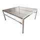 Table basse moderniste en chrome et verre fumé, vers 1970