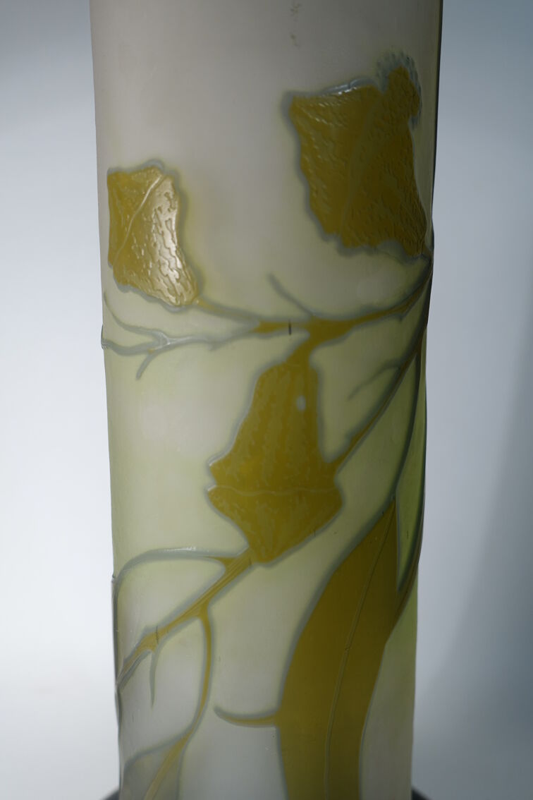 Emile Gallé Art Nouveau vase with swollen rump and high neck 60 cm | Selency