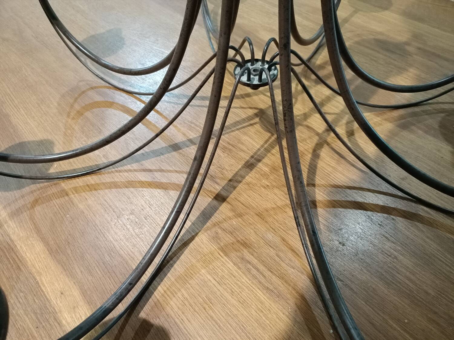 Paire de lustres métal mat