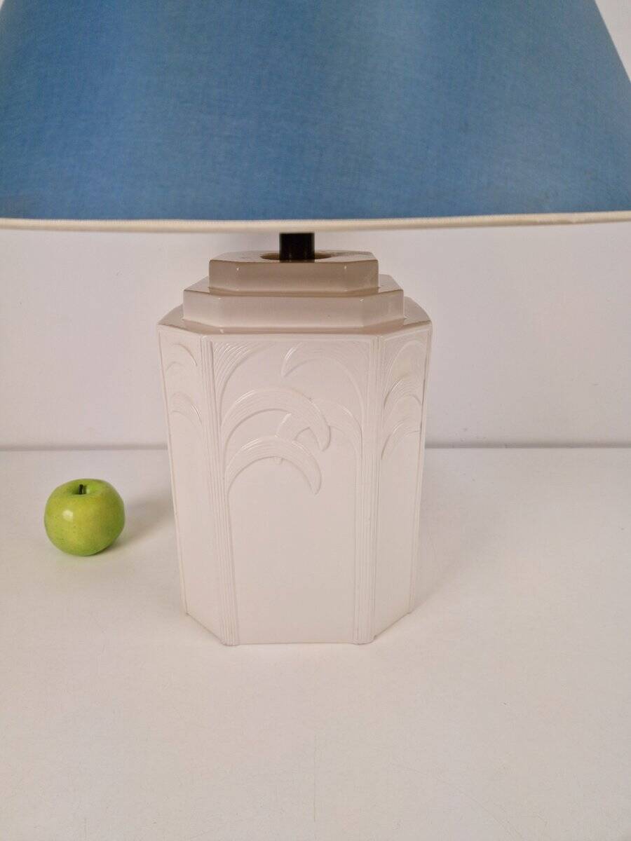 White Ceramic Palm Tree Table Lamp in the style of Serge Roche, 1970s