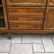 Wooden sideboard with 5 doors and 3 drawers, 2 glass doors.