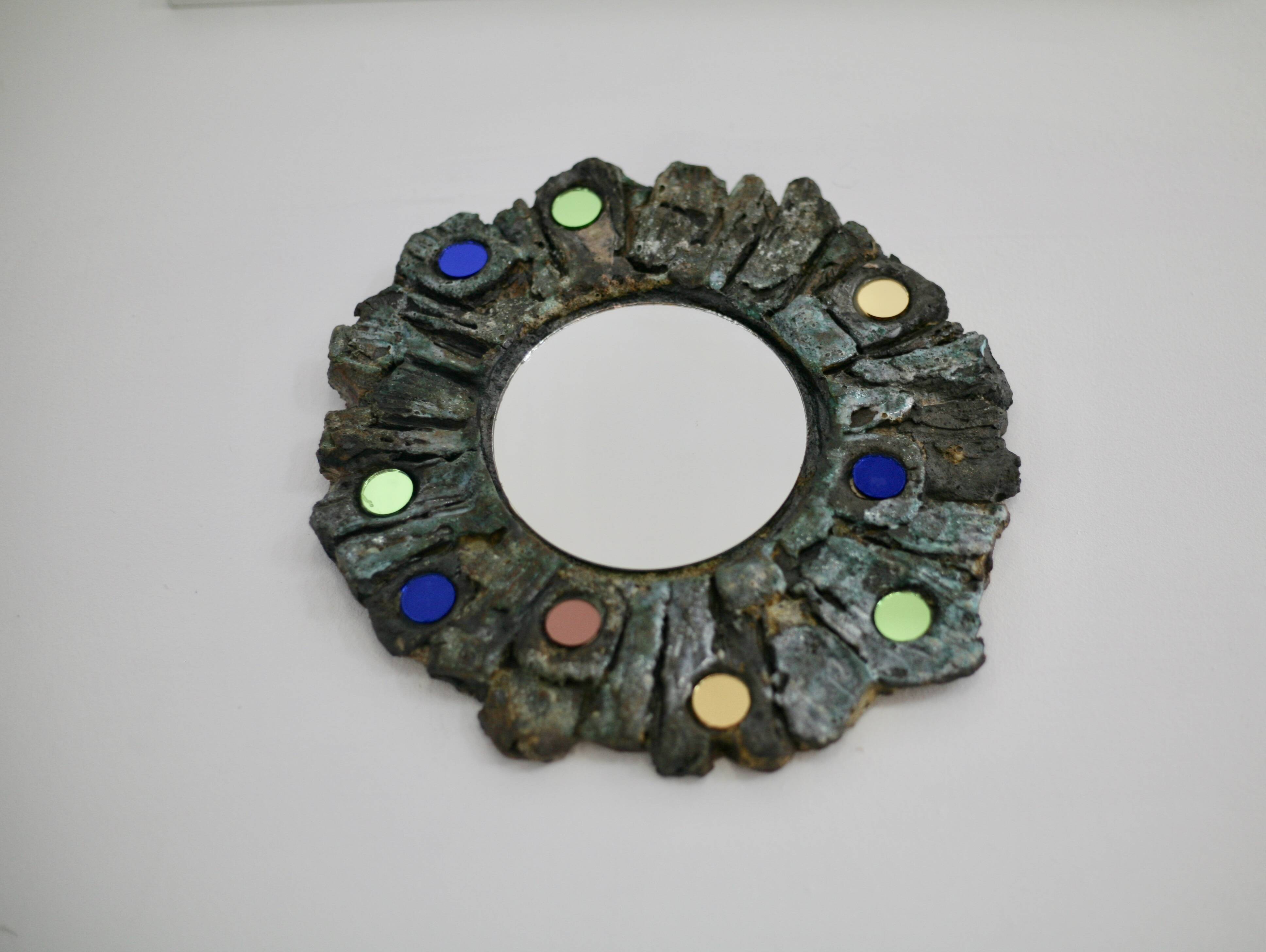 Ceramic mirror by Jacky Coville, 1970s.