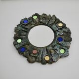 Ceramic mirror by Jacky Coville, 1970s.