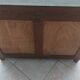 Antique walnut and white marble bathroom cabinet