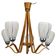 Mid-century wooden chandelier with glass shades, Czechoslovakia, 1970s.