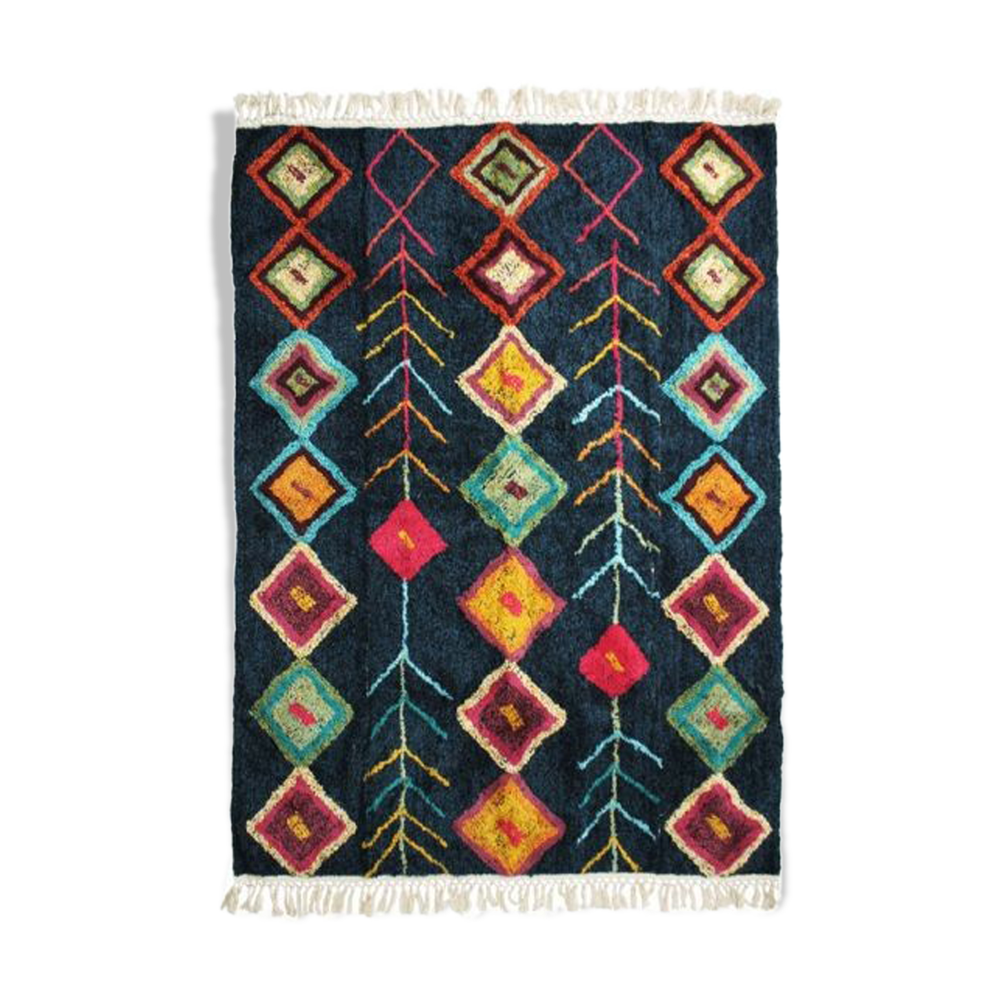 Berber carpet 190 x 290 cm blue colorful patterns