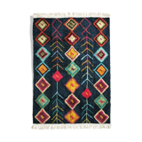 Berber carpet 190 x 290 cm blue colorful patterns