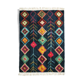 Berber carpet 190 x 290 cm blue colorful patterns