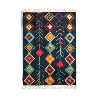 Berber carpet 190 x 290 cm blue colorful patterns