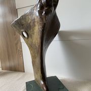 Contemporary Sculpture Solid Bronze Bow Boat and Mermaid Signed ORTIZ