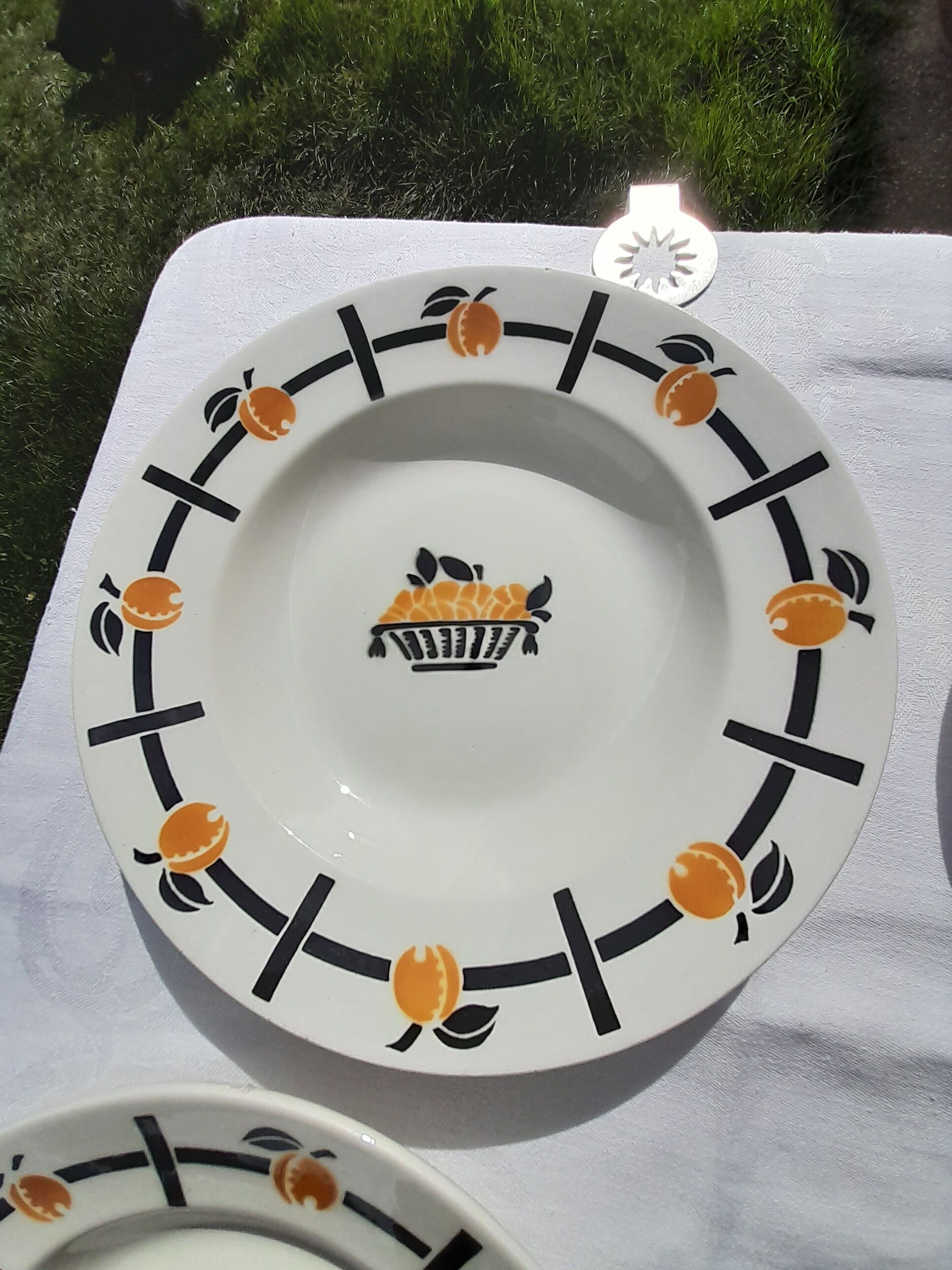 5 hollow plates in Badonviller earthenware model DOC diam 23.5 cm