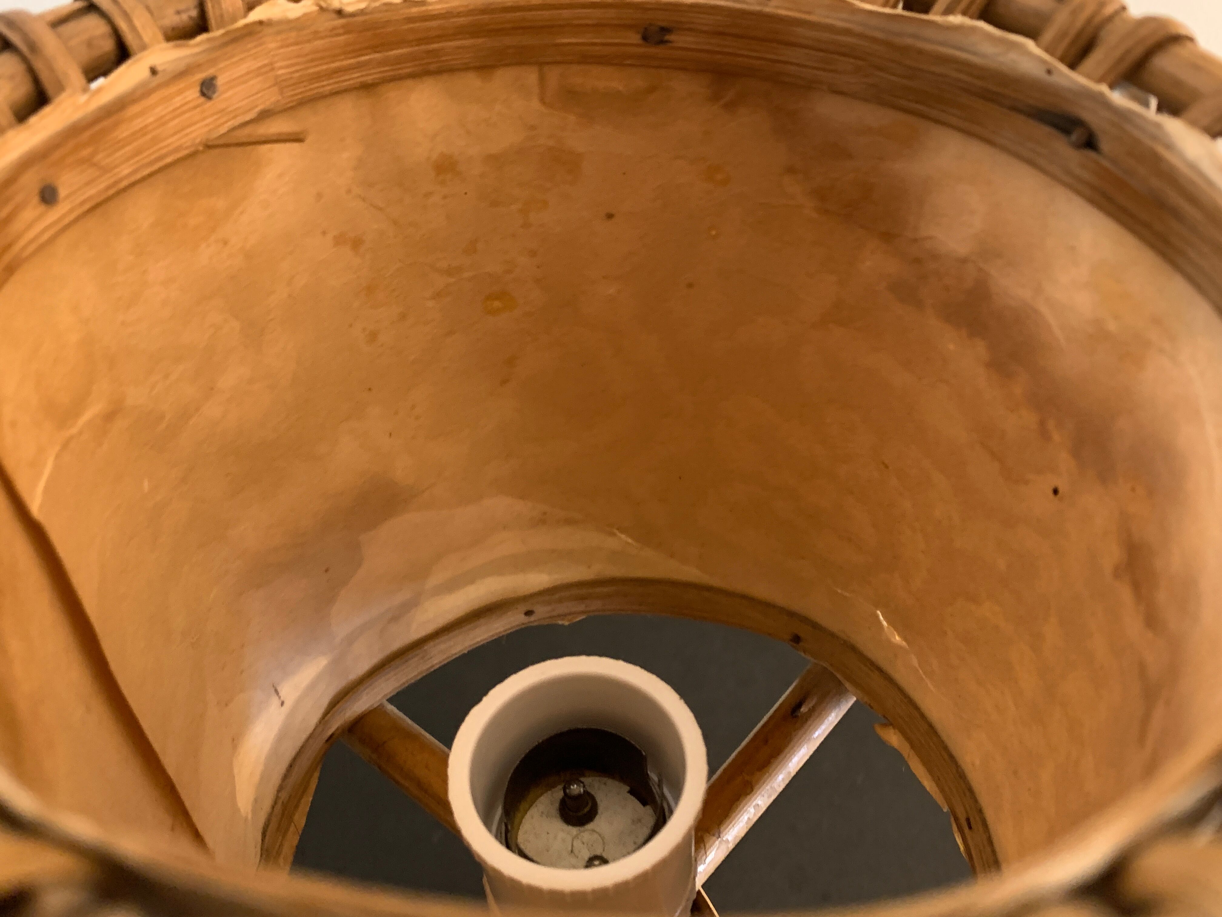 Rattan lamp in the shape of an ellipse Louis Sognot 1950