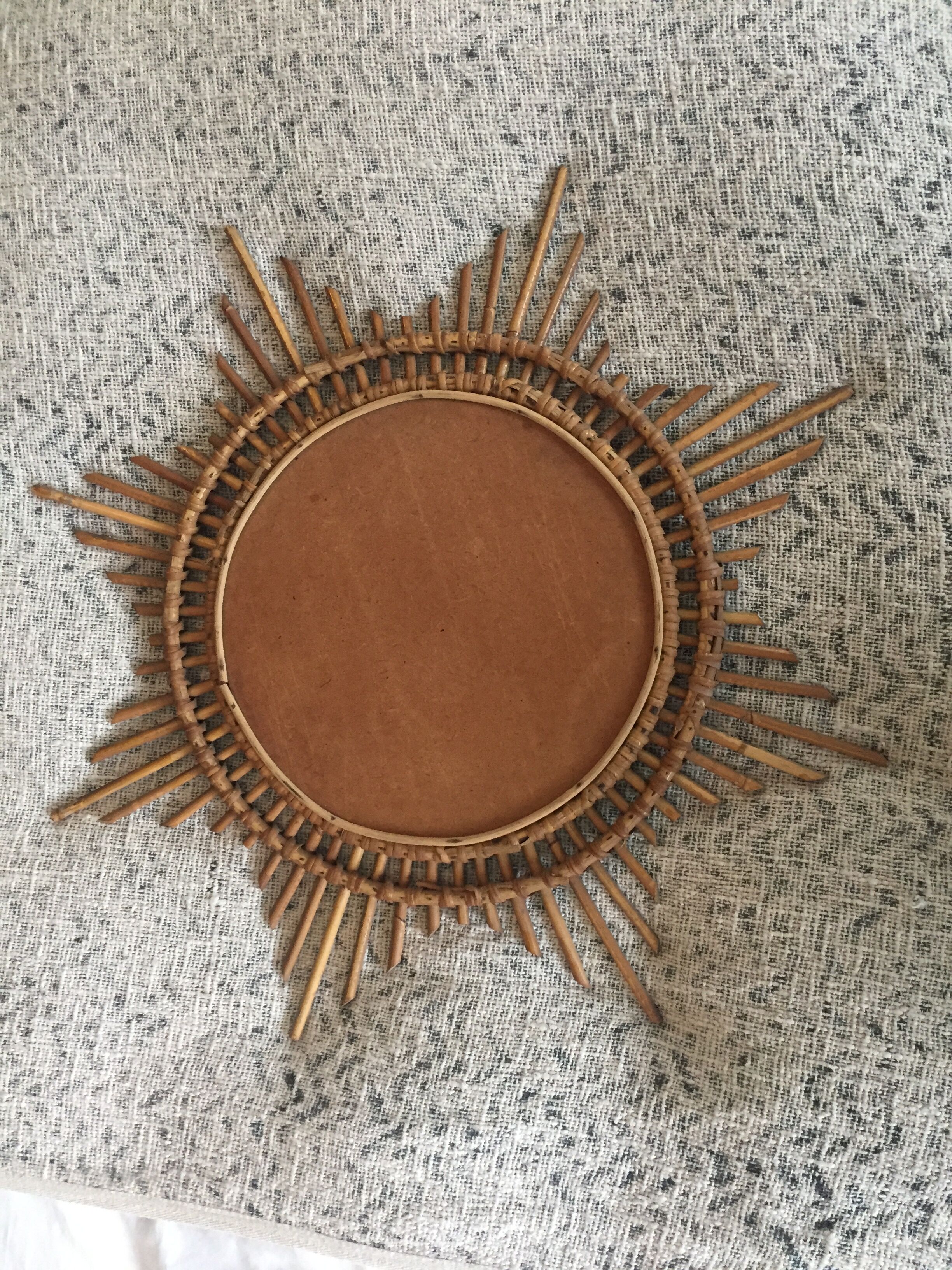 Miroir soleil en rotin 60x60cm
