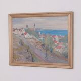 Original Swedish Oil on Panel – “Village Scene II” by E. R. Olsson – Signed