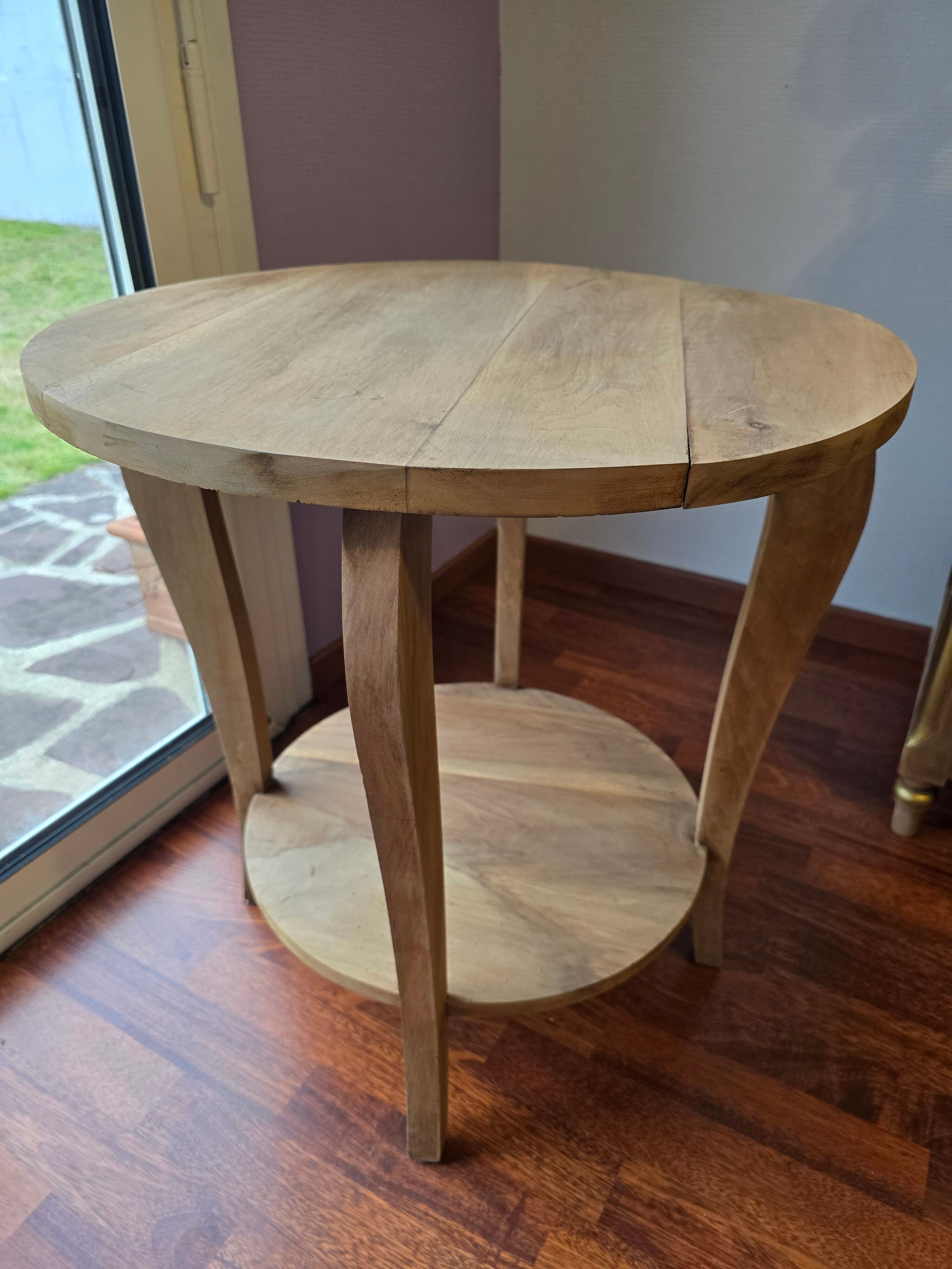Vintage side table from the 50s-70s, solid raw oak.