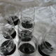 Suite of 11 glasses with engraved glass wine foot of the years 1940 colored foot