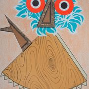 Enrico baj: owl - original lithograph