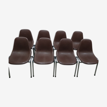 Ensemble de 8 chaises Orly design by Pollak 1975 vintage