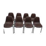 Set of 8 chairs Orly design by Pollak 1975 vintage
