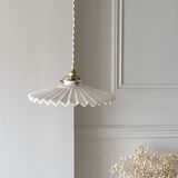 Pleated opaline pendant light