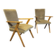 Pair of compass leg armchairs in velvet from the 1950s.