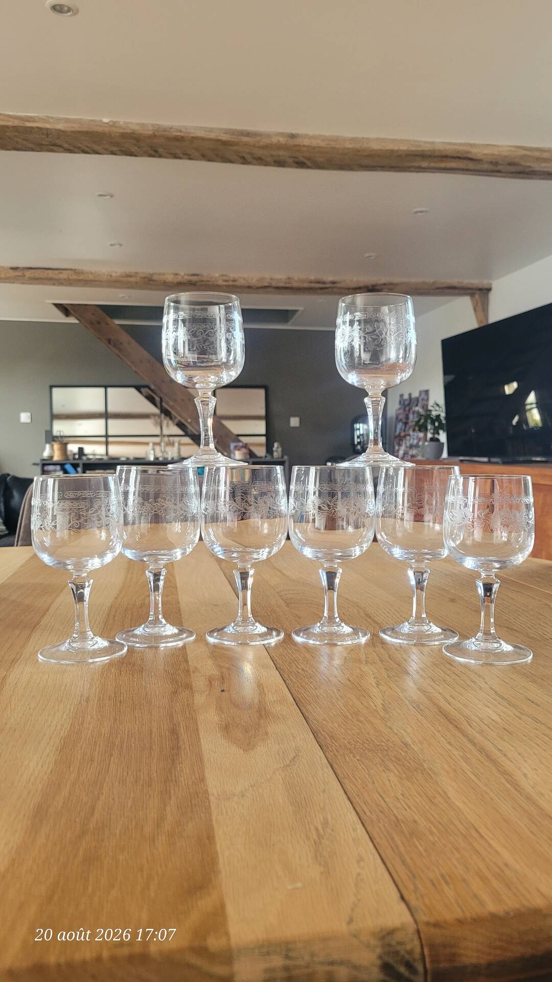 8 verres à pied en cristal d'Arques
