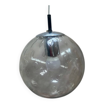 Raak Amsterdam pendant light in clear bubbled glass, 1970s