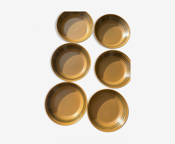6 assiettes creuses grès sarreguemines vintage
