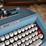Blue typewriter Ollivetti Studiu 46 years 70