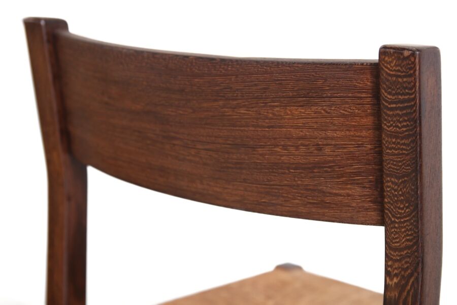 Suite of six Wenge wooden dining chairs