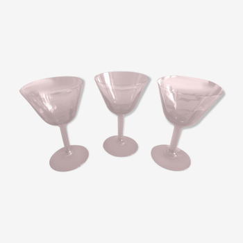 Lot de 3 coupes a cocktails anciennes en cristal soufflé