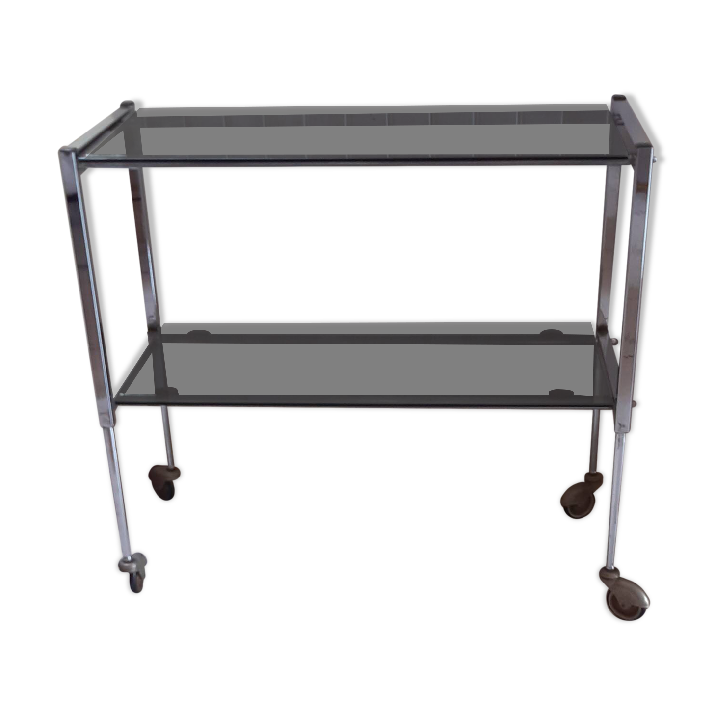 Vintage console in smoked glass and chrome metal