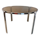 Table ronde vintage tubulaire en métal et verre fumé design année 70