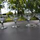 4 original antique champagne glasses in Belgian engraved glass