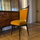 Table en bois marqueté + 6 chaises velour et bois