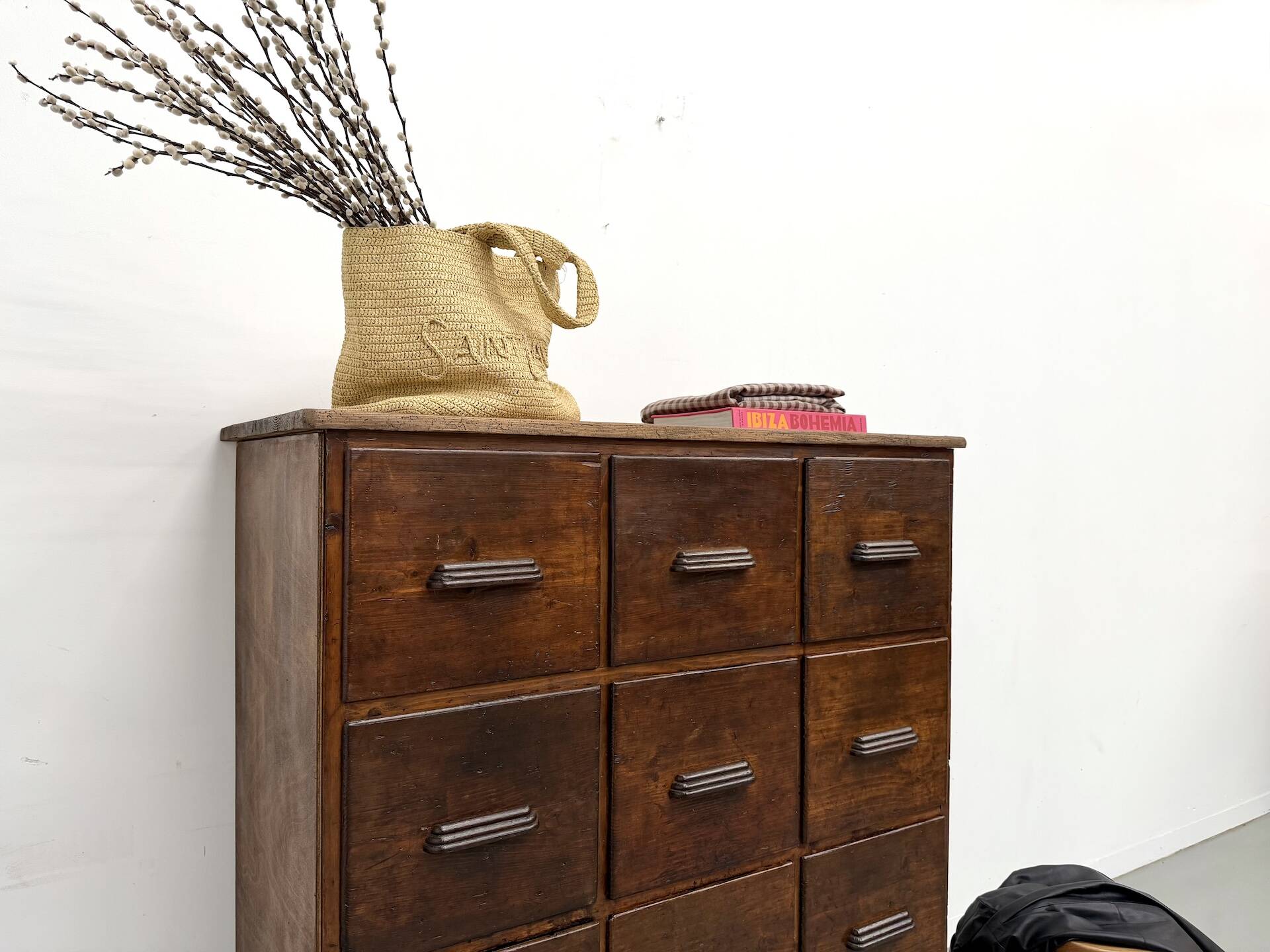 Meuble de métier ancien à 12 tiroirs, circa 1900