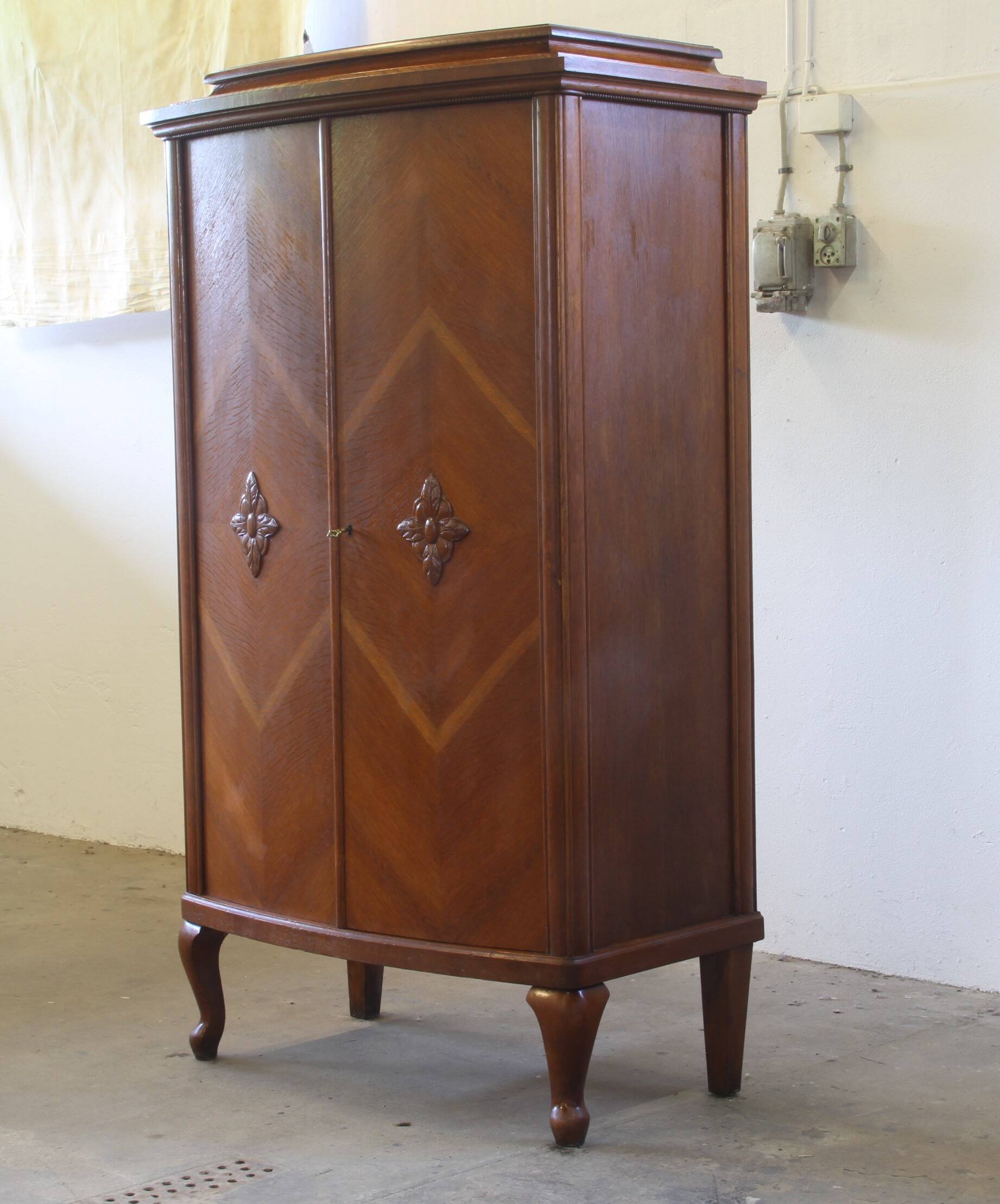 Vintage Danish Oak Closet Linen Wardrobe 1940s Cabinet