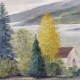 Huile Sur Toile « La maison sur le lac » de Charles Castel . XXe
