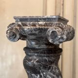 Paire De Colonnes Torsadées En Marbre Gris Des Ardennes, Vers 1880