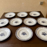 Service of 10 flat ceramic plates St Amand Marie-Rose vintage 20s/30s