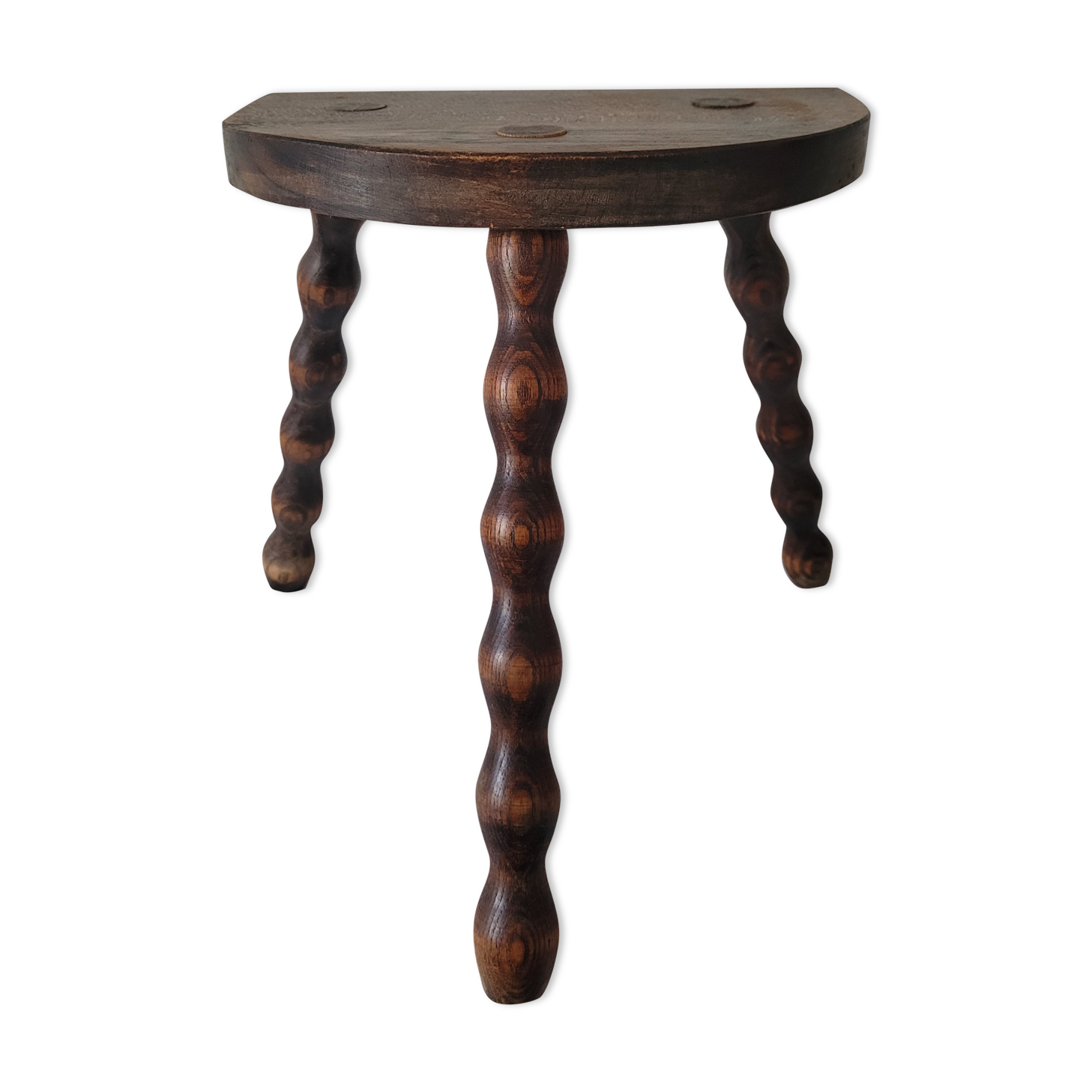 Tripod stool with turned wooden legs