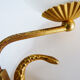 Pair of wall lamps with carp fish, brass and white opaline globe 1960