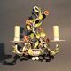 Two-light polychrome painted wrought iron wall lights, Italy 1950/1960.