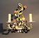 Two-light polychrome painted wrought iron wall lights, Italy 1950/1960.