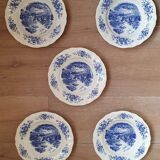 Ensemble de 5 assiettes en porcelaine de Sarreguemines