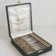Coffret de 12 cuillères à café moka ou expresso en métal argenté Christofle Marot Coquille