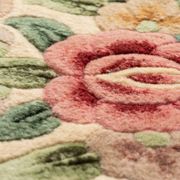 French Green Wool and Floral Rug in the style of Aubusson, 20th Century